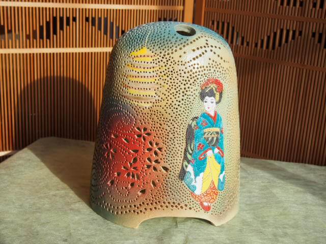 陶器ランプシェード作家のやす波窯作『京の春秋』